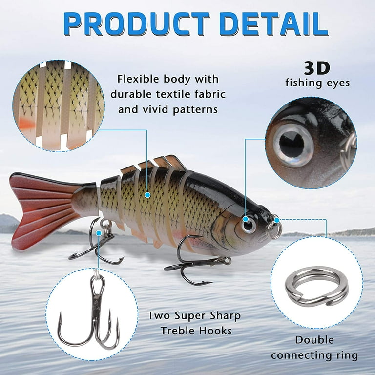 Bass Fishing Lure Jointed Swimbaits Slow Sinking Hard Lure - 7 Segmented Multi Swimming Lures Lifelike Hard Bait Bass Fishing Lures Kit, Pack of 5 Bass Fishing Lure Jointed Swimbaits Slow Sinking Hard Lure - 7 Segmented Multi Swimming Lures Lifelike Hard Bait Bass Fishing Lures Kit, Pack of 5