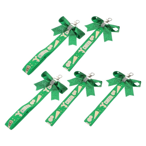 OUNONA Cheerleading Keychain Green Bow Lightweight Durable Accessory 5Pcs
