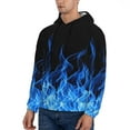 thumbnail image 6 of Unisex Colorful Graphic fire blue flame Pullover Hoodie 3D Print Long Sleeve Hooded Sweatshirt with Pocket for Men and Women, 6 of 7