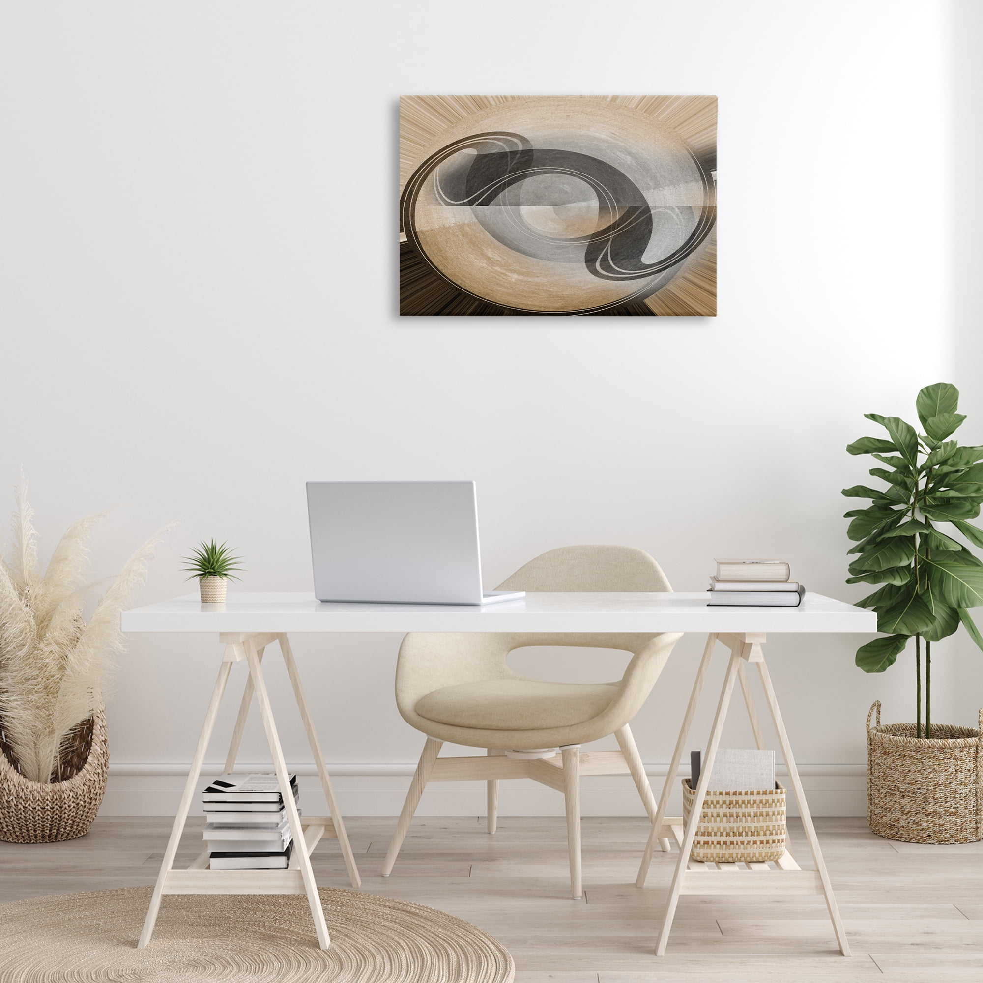 Stupell Industries Curved Swoop Shape Abstract Painting Wrapped Canvas Art Print Wall Art, 30 x 20