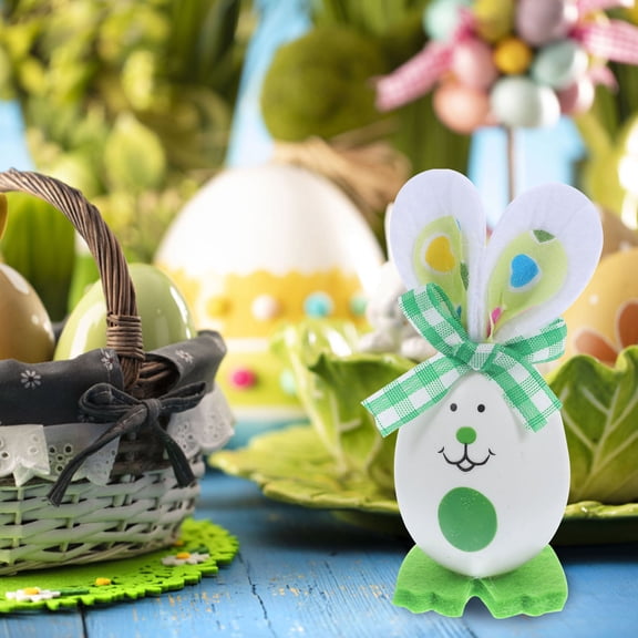 Amosfun 3-Piece Easter Bunny Figurine Set Resin Decorations for Home Office Desktop Assorted Color Spring Decor