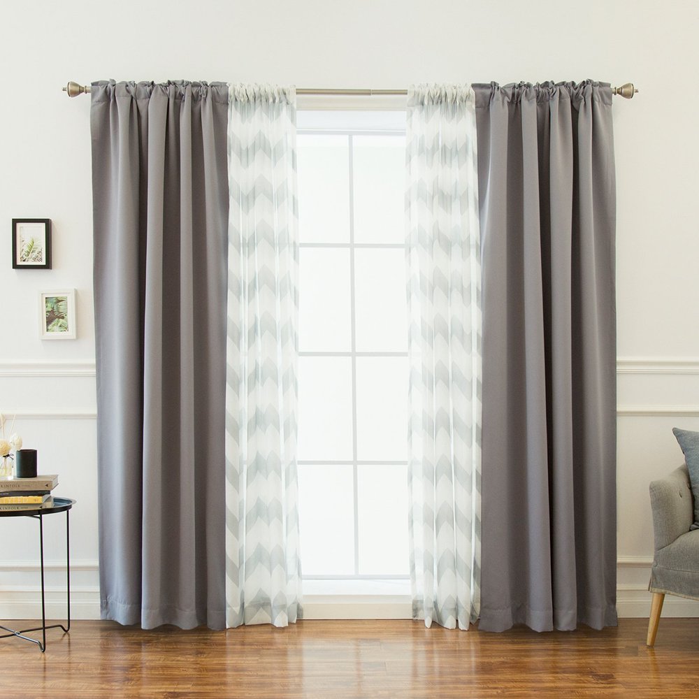 Best Home Fashion Chevron Sheer and Solid Blackout Mix and Match