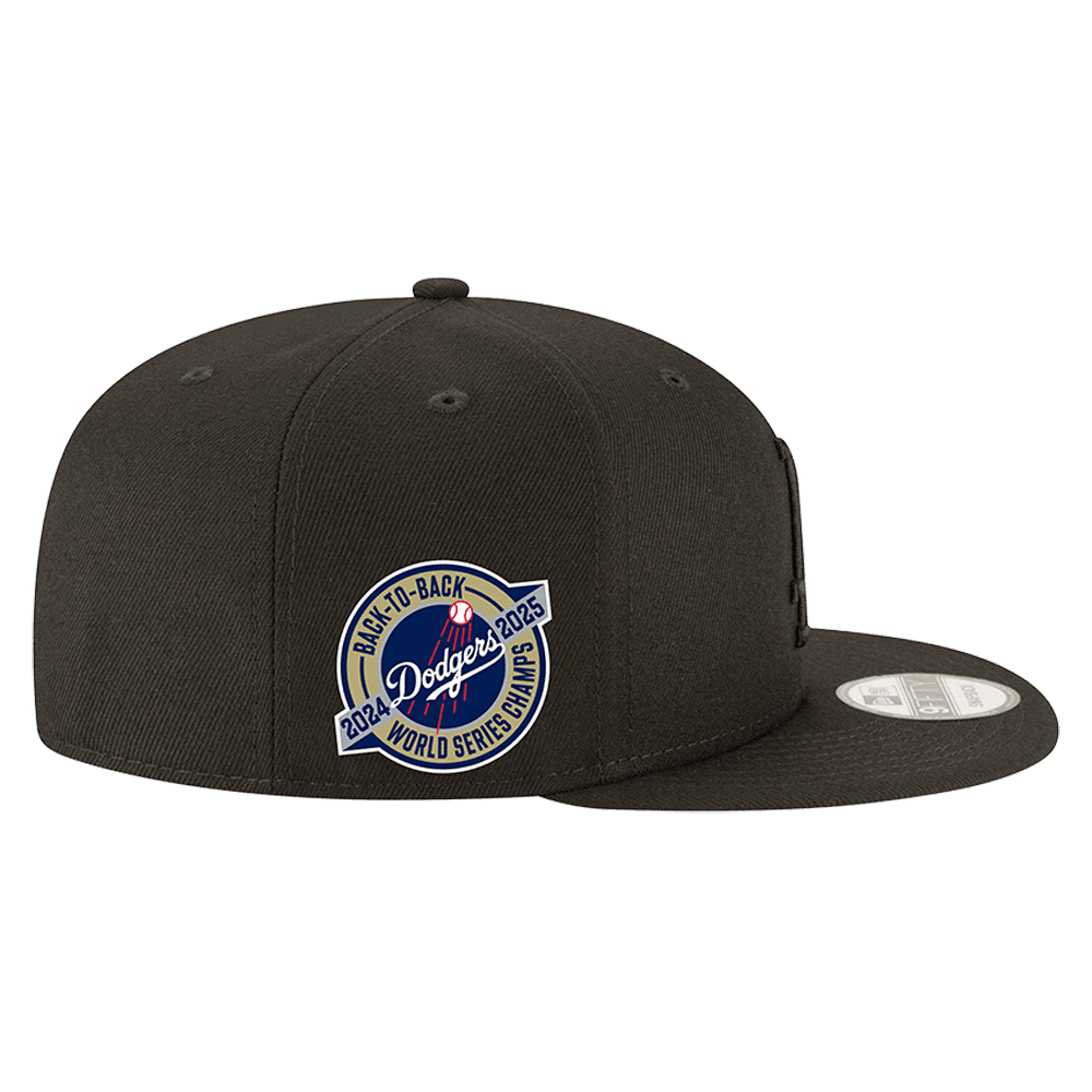 Men's New Era Black Los Angeles Dodgers 2024/25 Back-to-Back Champions Circle Side Patch 9FIFTY Snapback Hat