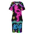 thumbnail image 4 of Vestido Retro de neón holgado con bolsillos para mujer vestidos de ceremonia ropa de verano, 4 of 7