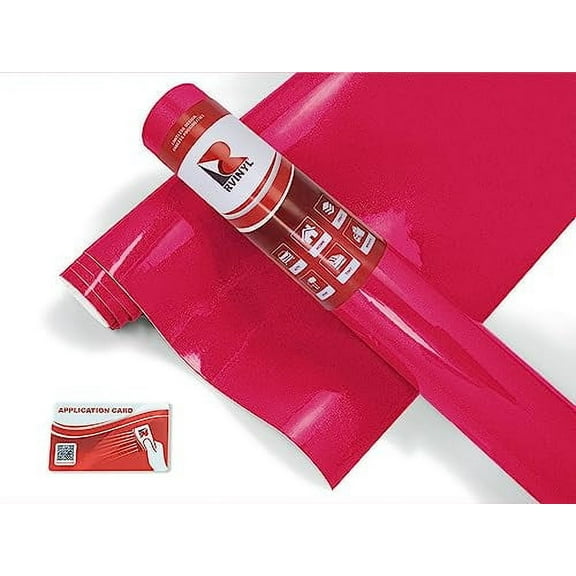 Rwraps Vinyl Car Wrap Film Roll Diamond Gloss Metallic Rose Red Air Bubble Free 5ft x 2ft
