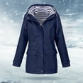thumbnail image 2 of Tiqkatyck Trench Coat Women Solid Rain Jacket Outdoor Plus Size Resist Water Hooded Windproof Loose Coat Plus Size Tops Clearance Long Sleeve Tops Dark Blue M, 2 of 4
