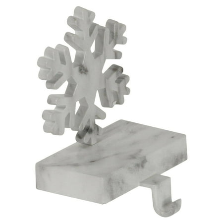 7.25" Black And White Marbled Snowflake Christmas Stocking Holder
