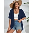thumbnail image 2 of SHOWMALL Women's Plus Cardigan Short Sleeve Open-Front Lightweight Summer Cover Up 5X Navy Blue, 2 of 7