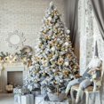 thumbnail image 2 of Gran árbol de Navidad de PVC blanco con nieve encriptado de lujo con soporte para el hogar, centro comercial al aire libre, sala de estar, fiesta, decoración navideña, 2 of 5
