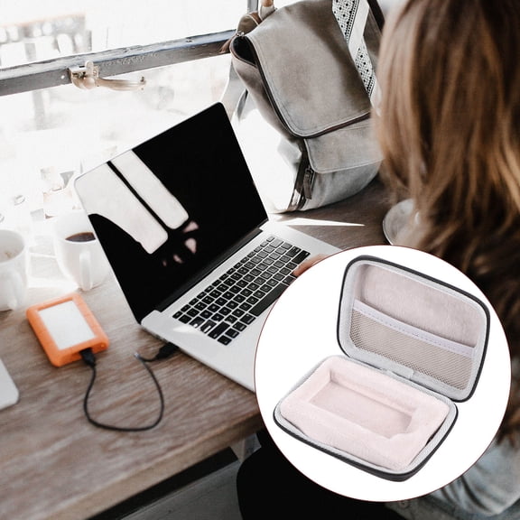 Amosfun PU Storage Pouch for Mobile HDD, External Hard Drive, and Data Cables Organizer Bag