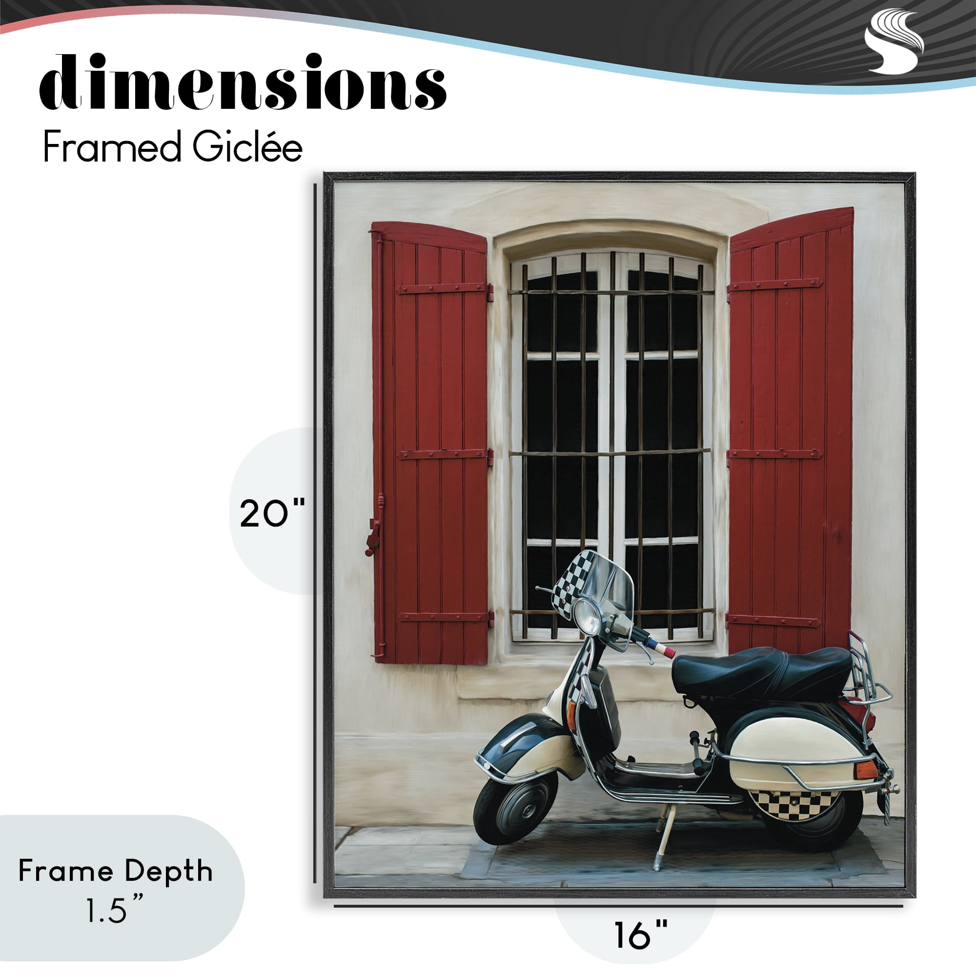 Stupell Industries Two Wheel Dream Black Framed Giclee Art, design by Renel Peters