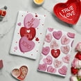 thumbnail image 3 of Sm:)e Valentine's Day Kitchen Dish Towels, 18x26 Inch, Set of 2, Be Mine I Love U XOXO Hearts, 3 of 6