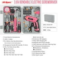 thumbnail image 6 of Hi-Spec 42pc Pink 4V USB Electric Power Driver & Household Womens Tool Kit. Cordless Power Screwdriver and Hand Tools in a Compact Box Case, 6 of 8