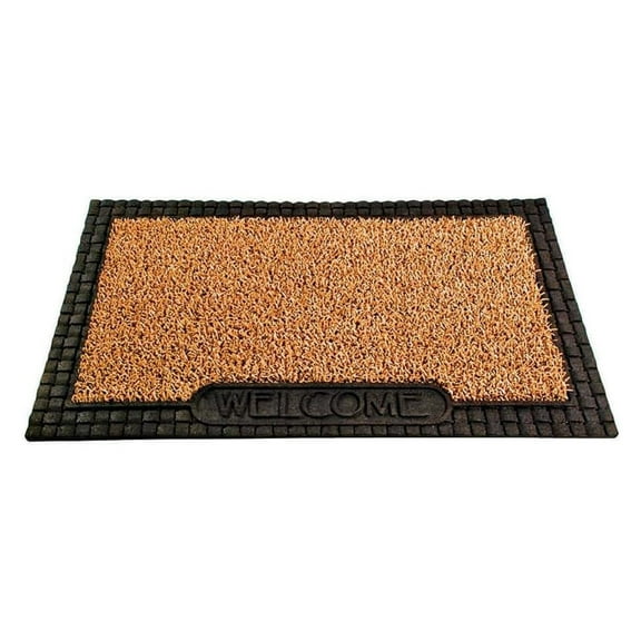 Genuine Astroturf 18 in. L X 30 in. W Black/Brown Welcome Polyethylene/Rubber Door Mat