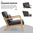 thumbnail image 3 of PAPROOS Accent Chair Set of 2, Mid-Century Modern Armchair with Solid Wood Frame and Pillow, Velvet Fabric Upholstered Reading Chair for Living Room Bedroom, Gray, 3 of 9