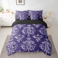 thumbnail image 3 of Manfei Victorian Flower 7 Pieces Bedding Comforter Set,Vintage Damask Floral Full Bedding Set,Purple White Fitted Sheet Flat Sheet For Men Women,,Lightweight Room Decorative Reversible, 3 of 9