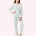 thumbnail image 2 of xaoyunyn Girls 2 Piece Basic Homewear Outfits Casual Solid Color Round Neck Long Sleeve Top and Pant Set 7-15 Years, 2 of 6