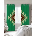 thumbnail image 3 of Green Brown Boho Blackout Curtains, Light Blocking Print Window Curtains, Country Simple Abstract Ethnic Geometric Thermal Insulated Window Drapes for Living Room 2 Panels, 55"W x 39"L, 3 of 9