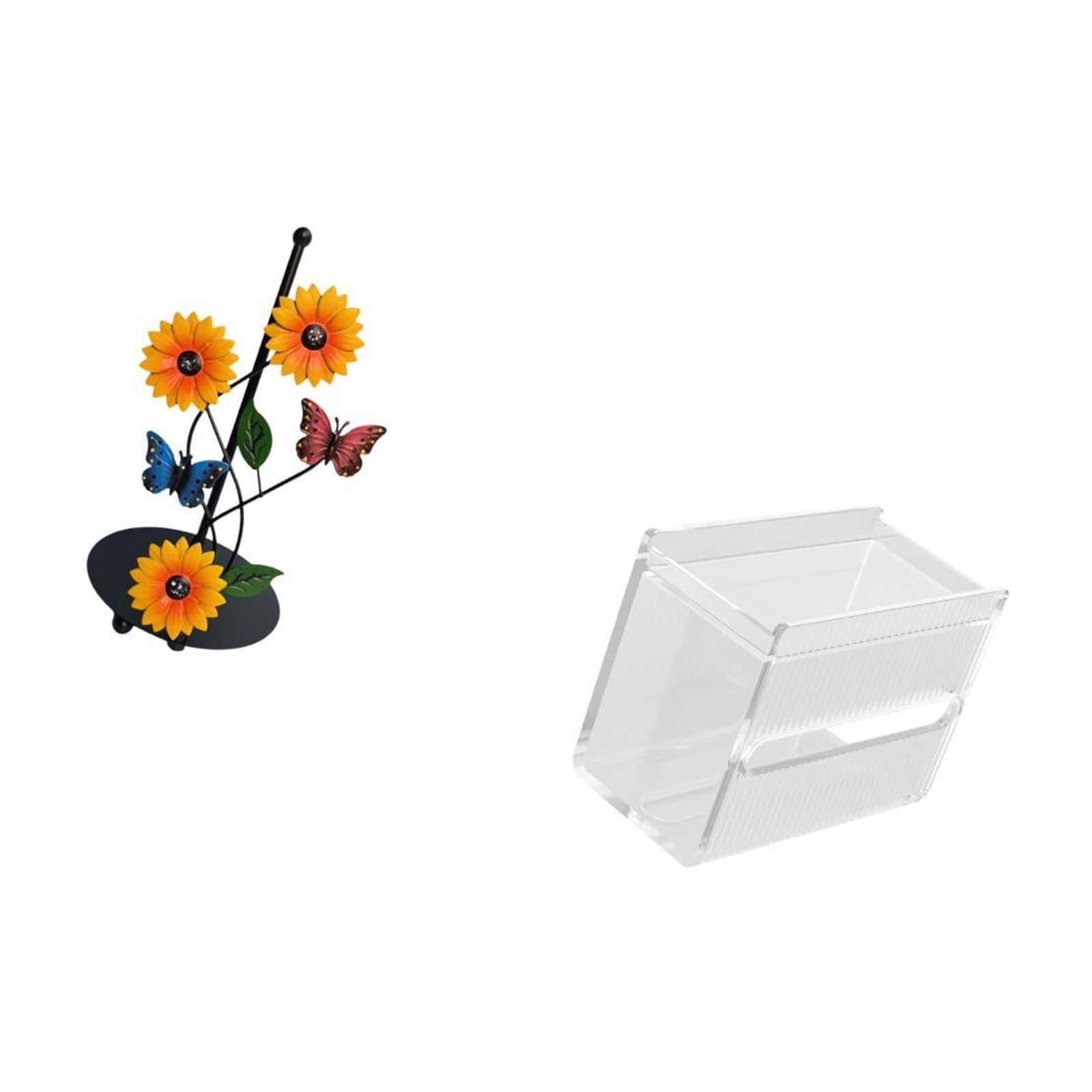 Fiocias Toilet Paper Holder Paper Towel Holder Countertop Kitchen Roll Holder Tissue Case Iron And Acrylic Stable Construction Suitable for Kitchen Dining Tab
