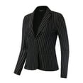 thumbnail image 2 of A2Y Women's Vertical Striped Slim Fit Long Sleeve One Button Work Office Jacket Blazer Black S, 2 of 5
