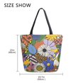 thumbnail image 5 of FORMRS Womens Canvas Tote Bag with Zipper Inner Pocket Shoulder Handbag, Blue Floral, 5 of 7