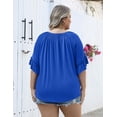 thumbnail image 2 of Top Micoson de talla grande para mujer, elegante, con volantes, manga corta, 2 of 5