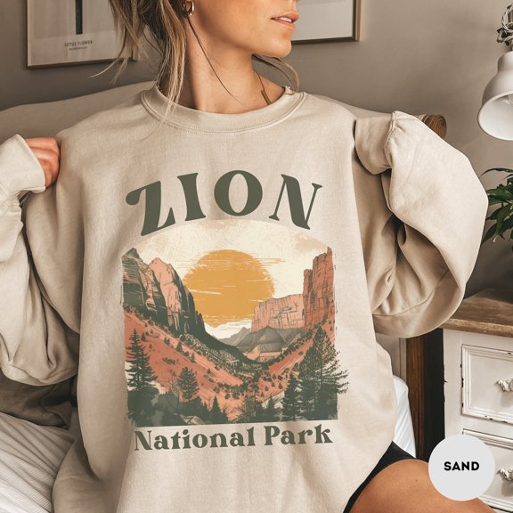 Velto Zion National Park Utah Vacation Travel Adventure Graphic Sweatshirt Full size S-5XL