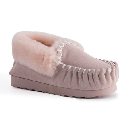 

Aus Wooli Australia Hand Stitched Womens Sheepskin Moccasin - Pale PInk
