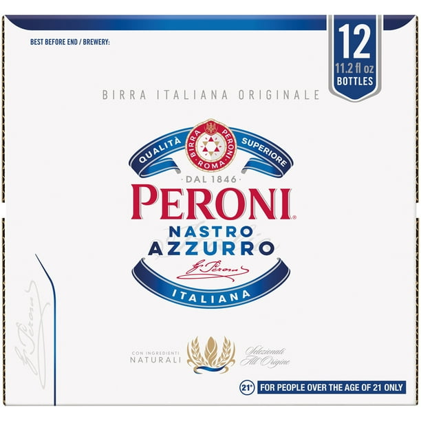 peroni nastro azzurro lager beer import beer beer 12 pack 11 2 fl oz bottles 5 1 abv walmart com walmart com