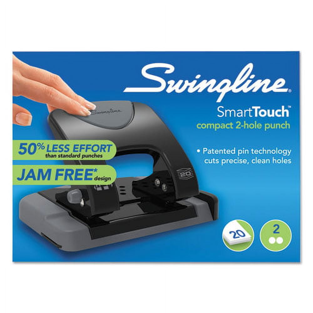 "20-Sheet Smarttouch Two-Hole Punch, 9/32"" Holes, Black/gray | Bundle of 5"