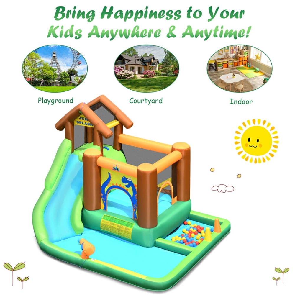 Aimee Lii Inflatable Waterslide Bounce House Climbing Wall without Blower, Playhouse for Kids Outdoor