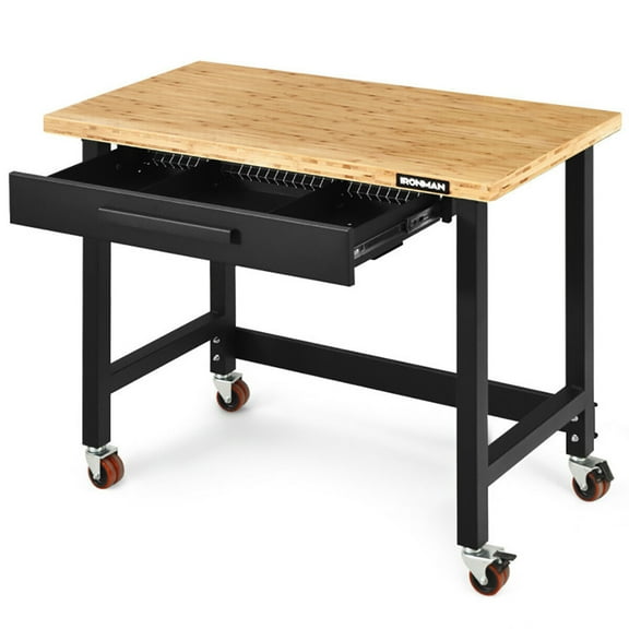 GVN Mobile Workbench with Lockable Casters for Home Work Use, Rolling Portable Workbench for Garage
