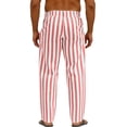 thumbnail image 4 of Gaukiv Men's Striped Trousers Button Fly Straight Leg Casual Pants Pink L, 4 of 4