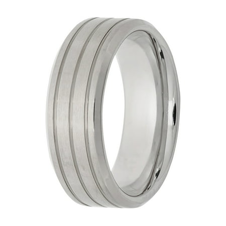 Men's Titanium Grooved Wedding Band – Mens Ring