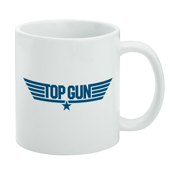 Top Gun Flat Logo Ceramic Coffee Mug, Novelty Gift Mugs for Coffee, Tea and Hot Drinks, 11oz, White