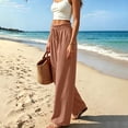 thumbnail image 4 of ZHYou No Boundarie Women's Wide Leg Pants Ruffle High Waist Drawstring Lightweight Flowy Loose Casual Full Length Trousers,Orange,Size L, 4 of 6