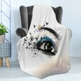 thumbnail image 4 of Eyelash Soft Flannel Fleece Throw Blanket, Art Fashion Illustration with Hand Drawn Female Eye Dramatic Fantasy Look, Cozy Plush for Indoor and Outdoor Use, 50" x 60", Brown Black Green, by Ambesonne, 4 of 5