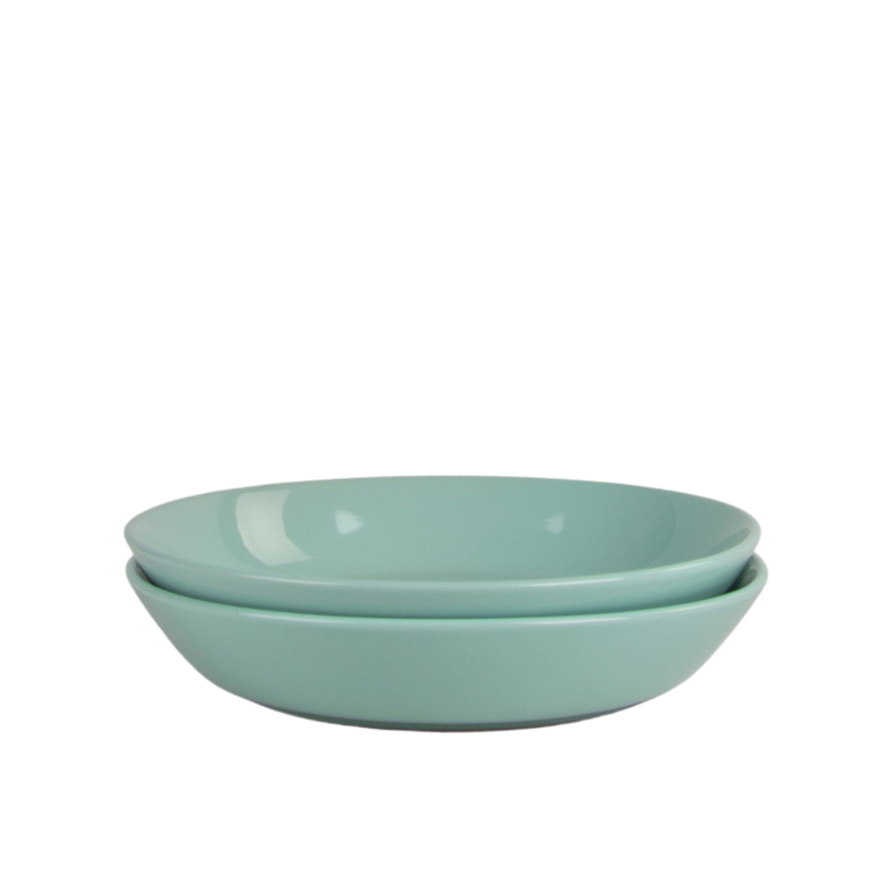10 Strawberry Street Double Line 9.5"/36 oz Round Dinner Bowl, Set of 2, Seafoam
