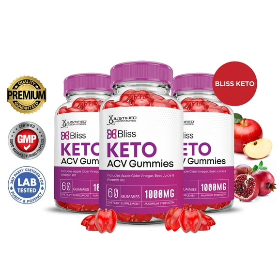 (3 Pack) Bliss Keto ACV Gummies 1000MG Dietary Supplement 180 Gummys