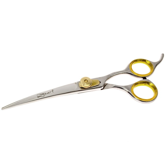Sharf Gold Touch Pet Grooming Shear, 8.5 Inch Dog Grooming Curved Scissors for Dogs, 440 Japanese Steel Curved Shears