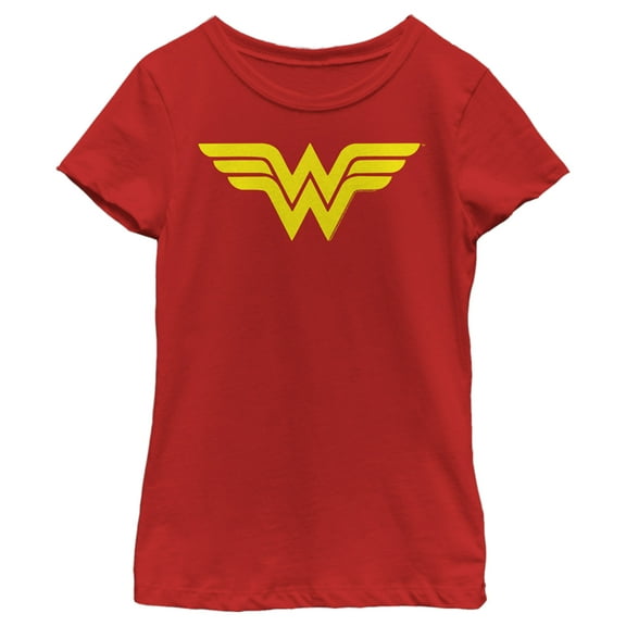 Girl's Wonder Woman Classic Logo  Graphic Tee Red X Large