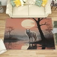 thumbnail image 1 of 5x7 Rug, Wolf Rug Washable Non Slip Soft for Living Room Bedroom, Sunset Landscape Area Rug, Wild Animal Wolves Carpet, Wolf Home Decor & Gifts, 1 of 7