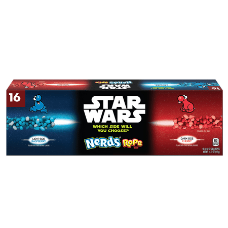 Nerds Dark Side Red Cherry & Light Side Blue Raspberry Rope, Star Wars Candy, 16ct Variety Pack, (0.92oz Ropes)