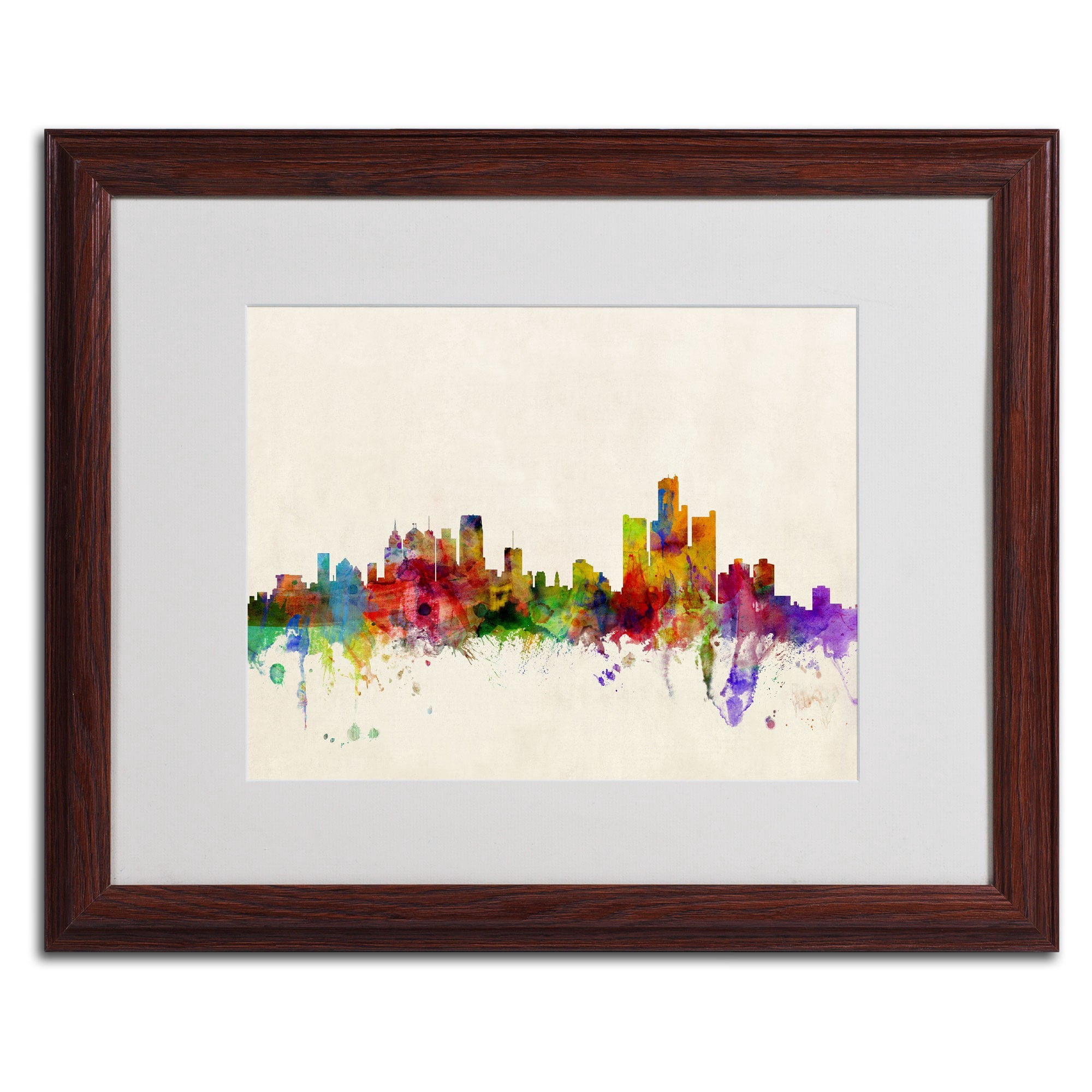 Trademark Fine Art "Detroit, Michigan" by Michael Tompsett, Wood Frame