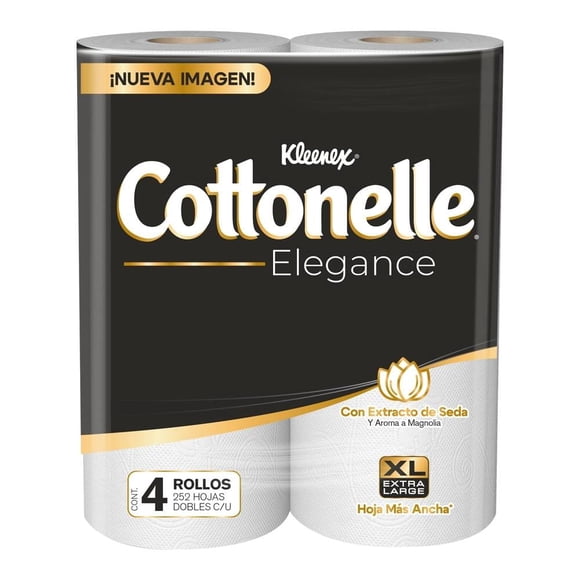 Papel higiénico Kleenex Cottonelle Elegance 4 rollos con 252 hojas dobles c/u