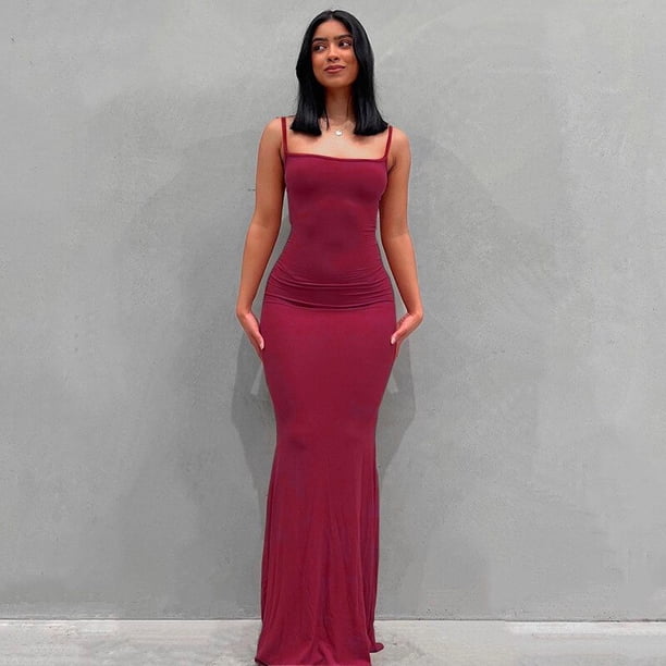 Satén Slip sin mangas espalda descubierta Maxi vestido mujer 2023 Y2k verano Bodycon elegante Sexy trajes señoras fiesta de cumpleaños Club Sundress Tan Jianjun unisex