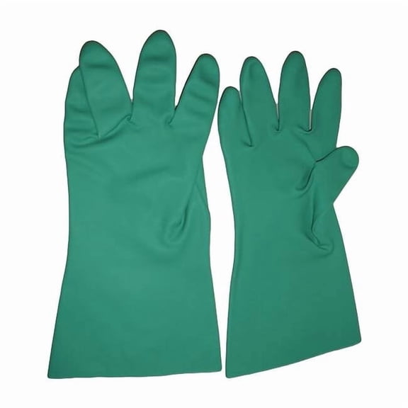 Chemical-Resistant Gloves, Nitrile, 15 in L, 22 mil, Green, L, 1 PR