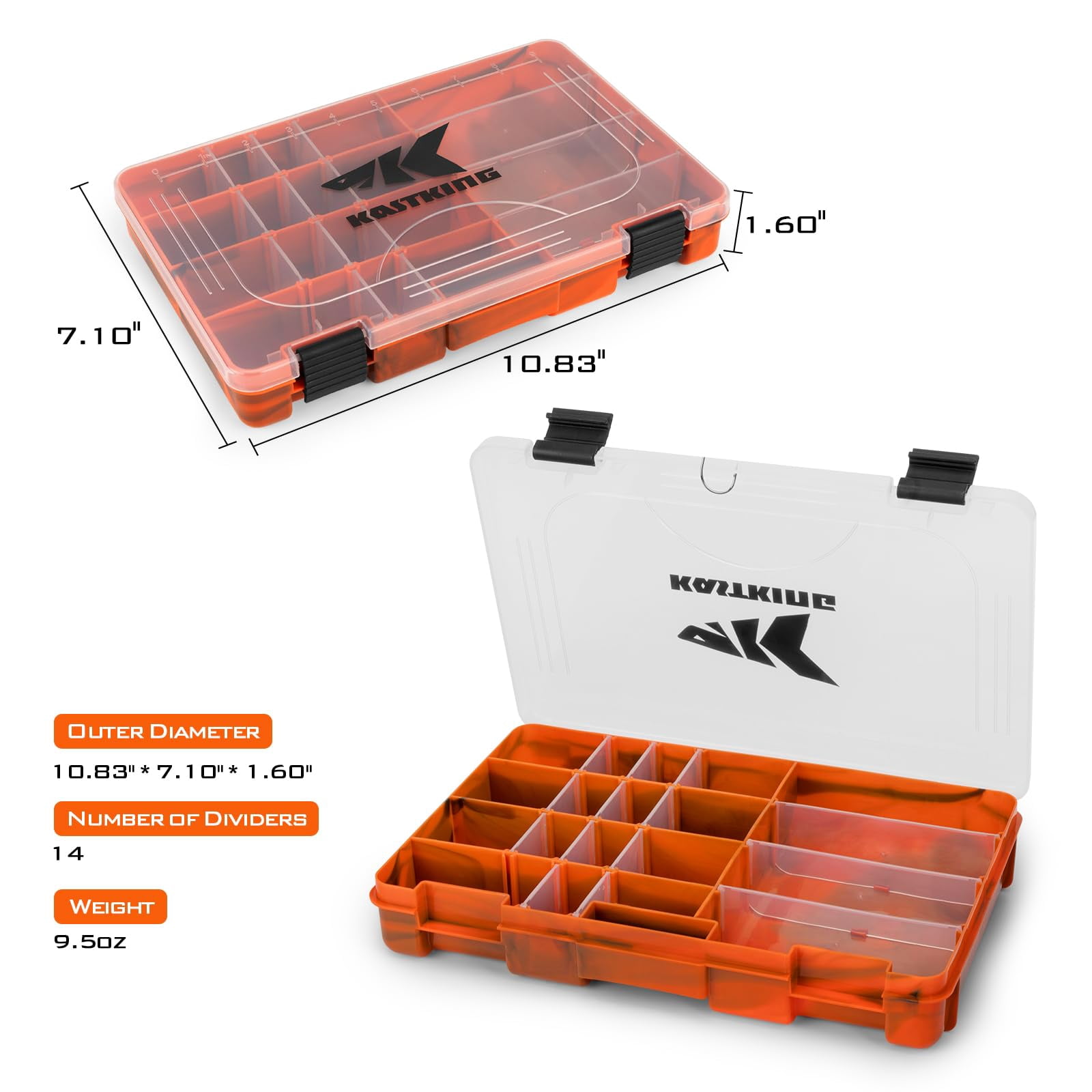 Tackle Boxes  Plastic Box Storage Organizer With Removable Dividers - Fishing 2 Packs /4 Trays Parts