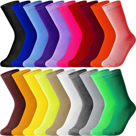 20 Pairs Women's Solid Color Crew Socks Lightweight Dress Sock for Women Girls Multicolor Medium,Random Color