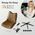thumbnail image 5 of HomeZeer Space Saving Armless Office Chair, Adjustable Height PU Leather Swivel Chair with Wheels, Modern Task Chair for Small Spaces, Home Office & Bedroom, Brown, 5 of 9